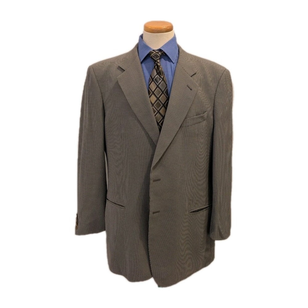 Armani Collezioni Birdseye Gray Sport Coat Blazer 46R Two Button Jacket Wool
